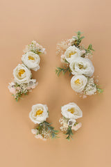 White Wrist Corsage Floral Handmade Bracelet Greenery Hair Comb Floral Bridal Headpiece