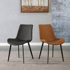 Industrial Indoor Arm Chair Solid Back Metal Upholstered Dining Room Chair