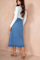 Bethany Mid Blue Denim Skirt