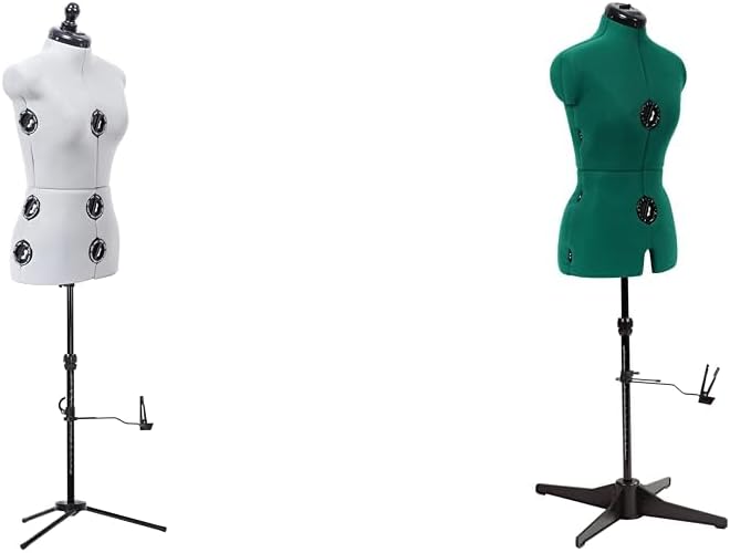 Dritz Twin-Fit Adjustable Dress Form, Small, Silver Gray & Sew You Adjustable Dress Form, Small, Opal Green