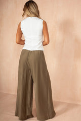 Julieta Khaki Palazzo Trousers