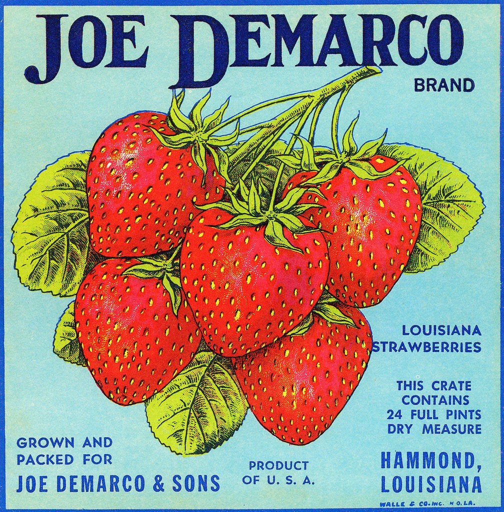 Joe Demarco Brand Fruit Crate Label