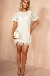 Sabina Cream Pearl Embellished Dress
