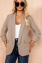 Maxine Mushroom Ruched Sleeve Blazer