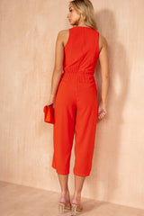 Cadhla Burnt Orange Tie Waist Jumpsuit