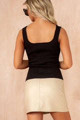 Violeta Stone Leather Look Mini Skirt