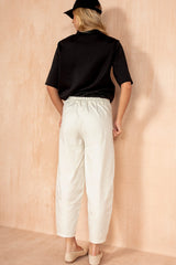 Roisin Cream Cotton Barrel Trousers
