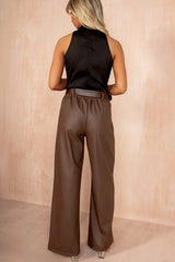 Inaya Black Satin Wrap Bodysuit