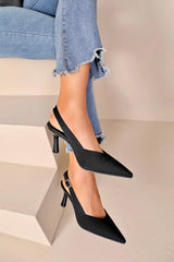 Helene Black Woven Court Heels