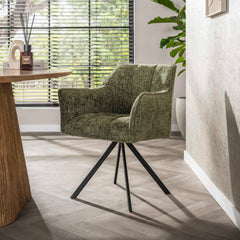 Eetkamerstoelen - Eetkamerstoel Lino Groen Draaibaar - Dimehouse