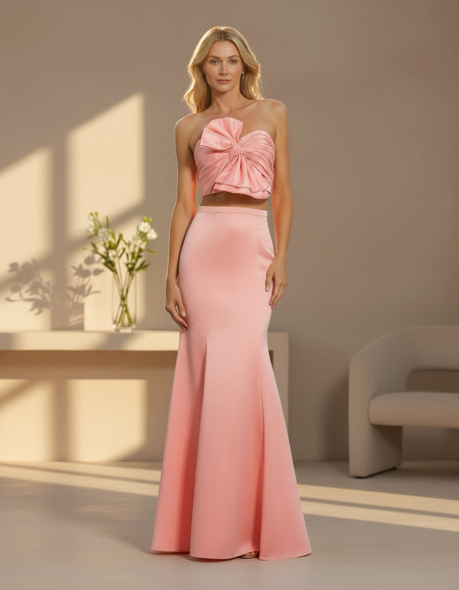 Prom Dresses Mermaid Two Piece Prom Long Dress Petal Pink
