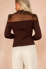 Dottie Chocolate Ribbed Embroidered Top