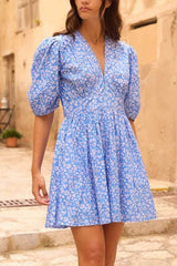 Oliphant Ditsy Mini Dress Blue