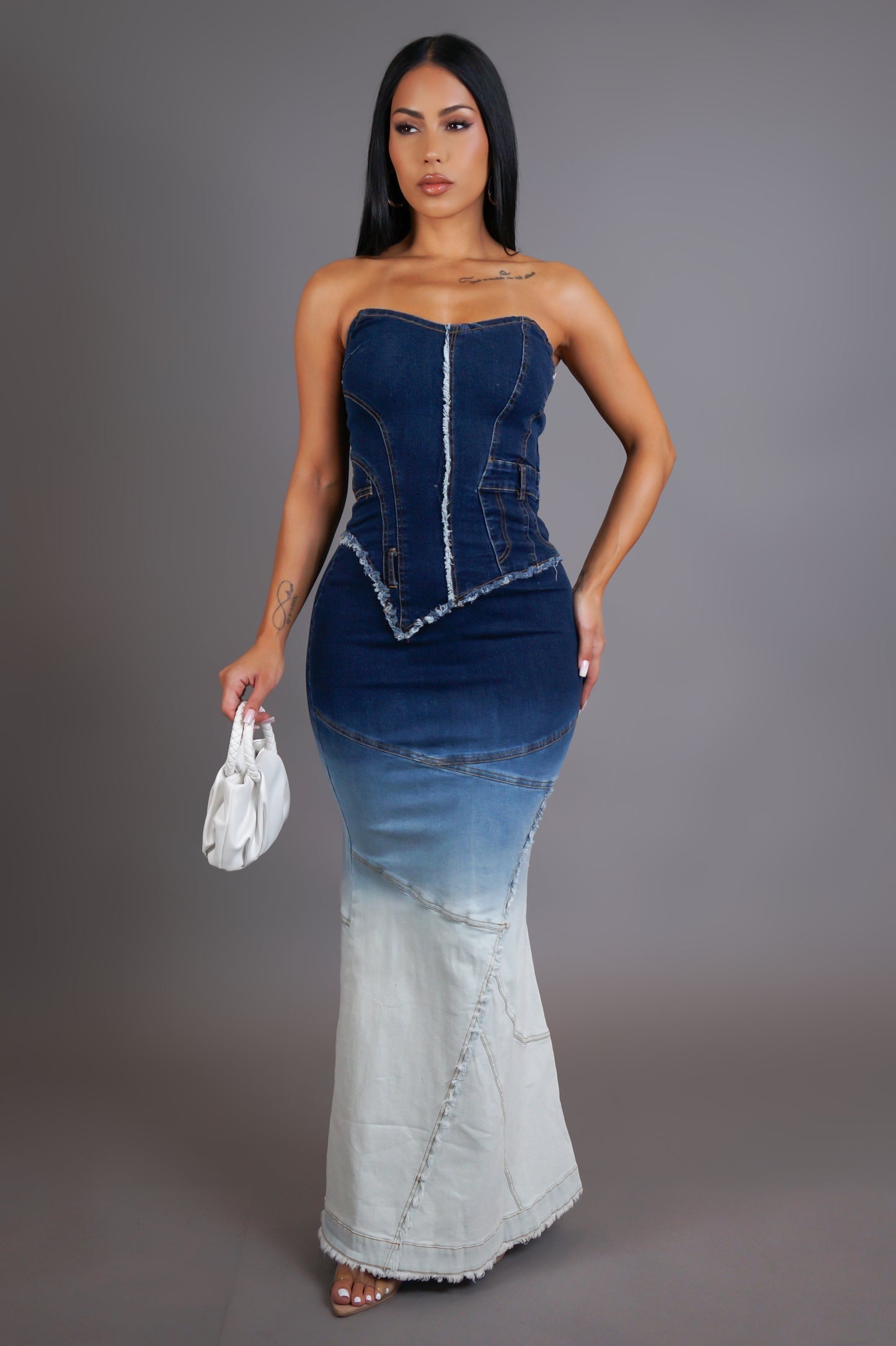 Denim Corset Maxi Dress