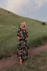 THE ELEANOR DRESS IN BLACK FLORAL BY PINK DESERT