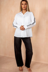 Brynlee White Cotton Striped Shirt