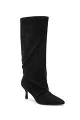 Audrey Black Suedette Knee High Boots