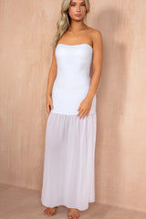 Annie White Slinky Bandeau Maxi Dress