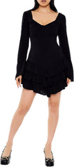 Forever 21 Women's Tiered Bell-Sleeve Mini Dress