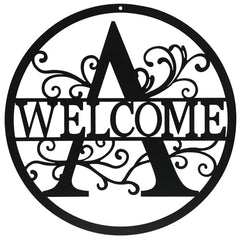 VinSees Metal Initial Welcome Sign Metal Monogrammed Sign Metal Letter Wall Art Decor (P), Personalized Family Name Sign for Home Porch Front Door Outdoor, Personalized Gifts for Family