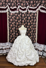 Retro White Beading Strapless A-Line Satin Quinceanera Dresses Sweet 16 Birthday Ball Gowns, DP5913