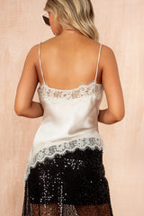 Bailey Champagne Satin Lace Cami Top