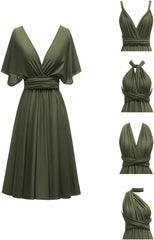 Knee Length Infinity Dress with Bandeau Short Convertible Bridesmaid Dresses Multi-Way Transformer Cocktail Gown