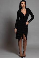 BLACK MIDI DRESS WTH GOLD STUDS