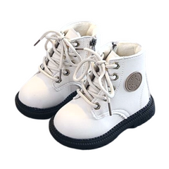 Toddler Mini Worker Boots | Waterproof PU Leather Boots for Girls – Pink & White