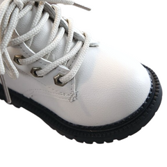 Toddler Mini Worker Boots | Waterproof PU Leather Boots for Girls – Pink & White