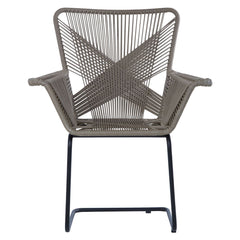 Manado Faux Rattan Bedroom Chair In Grey With Black Iron Legs