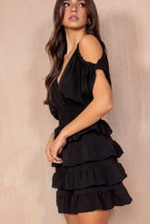 Bianca Black Cold Shoulder Dress
