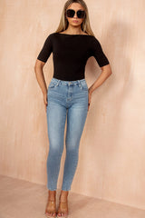 Veyda Black Boat Neck Top