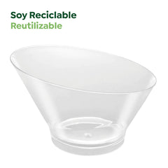 Mini Bol Redondo Asimétrico Plástico PS Reutilizable 250 cc Transparente (200 uds)