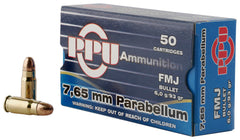 PPU PPH765P Handgun 7.65x21mmParabellum 93gr Full Metal Jacket 50 Per Box/20 Case