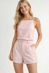 Fernley Baby Pink Racer Neck Top