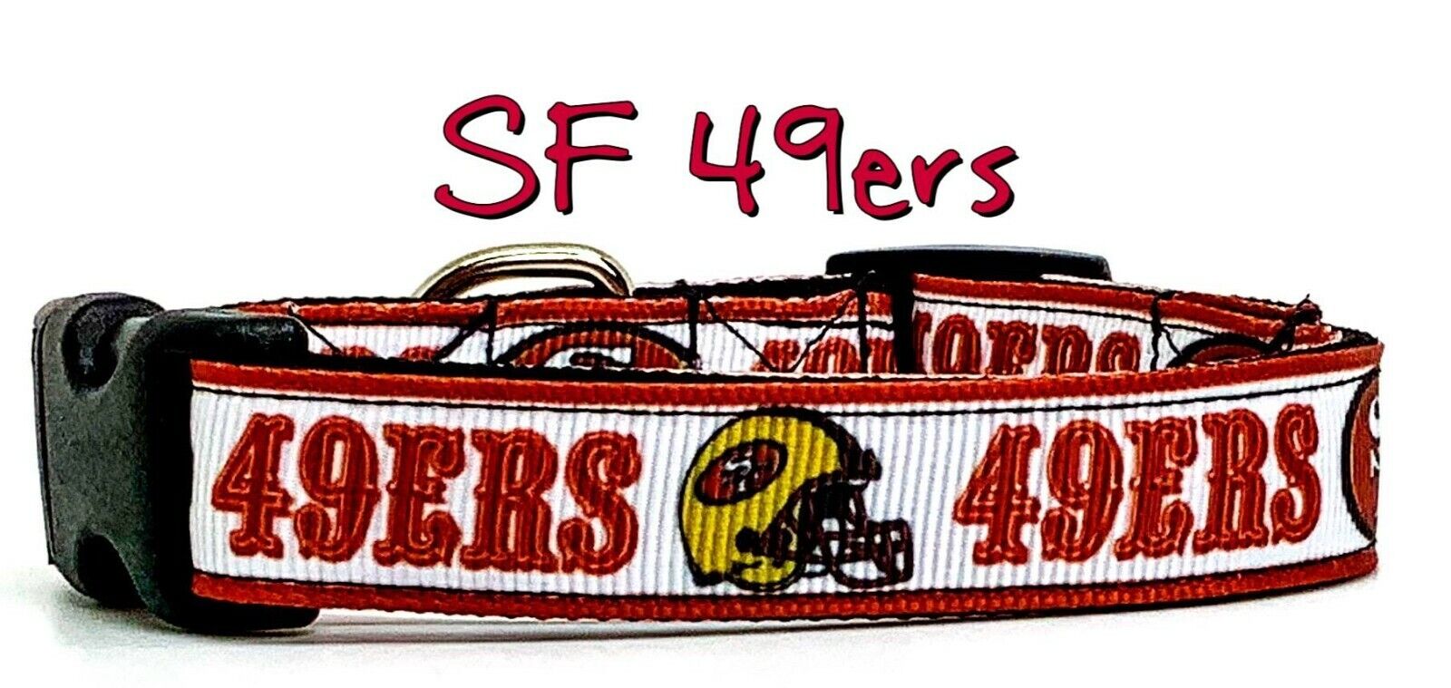 SF 49ers football dog collar handmade adjustable buckle 5/8" wide or leash Petcollarshandmade