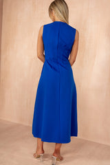 Hazel Royal Blue Tailored Sleeveless Midi Dress