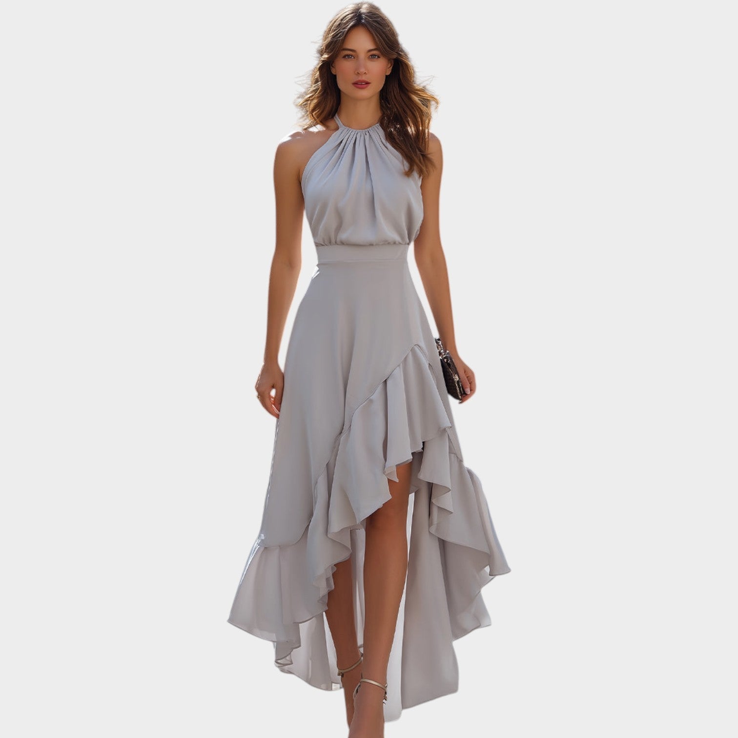 Elegant High-Low Ruffle Dress