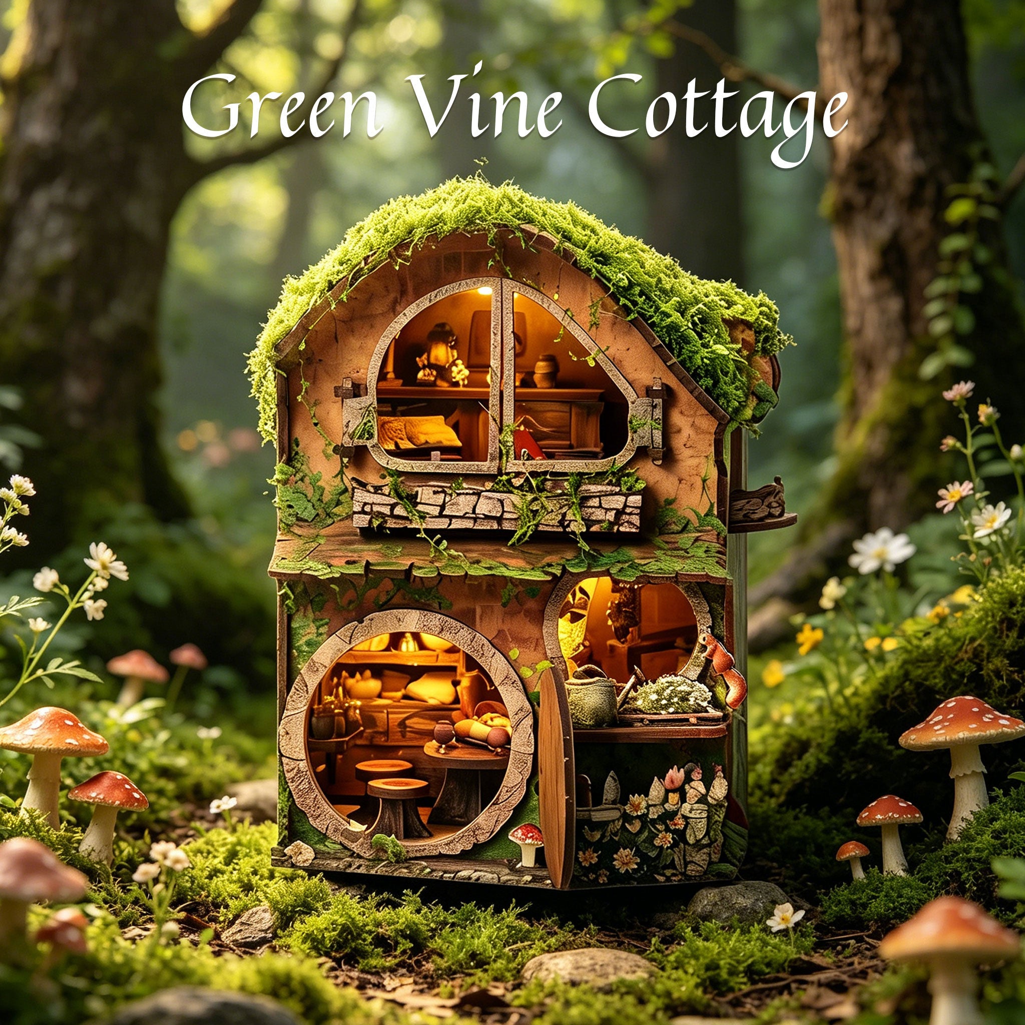 Plymagic DIY Mini House - Green Vine Cottage