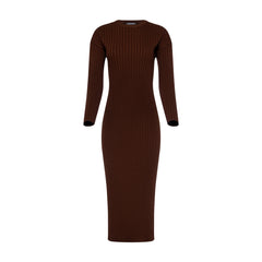 Essential Ribbed Knit Dress in Chocolate Brown
