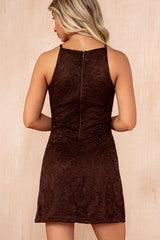 Jaden Chocolate Lace Slip Mini Dress