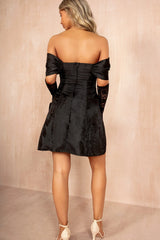 Juliet Black Jacquard Off The Shoulder Dress