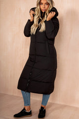 Esther Black Padded Longline Coat