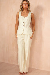 Jo Ivory Tailored Straight Leg Trousers