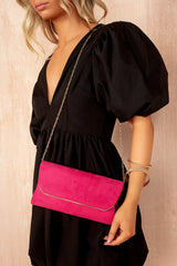 Trixie Fuchsia Suedette Detachable Chain Bag