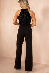 Rachel Black Velvet Sequin 2 in 1 Jumpsuit