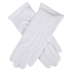Women's white cotton gloves with 3 point detail
