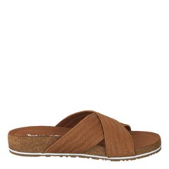 Malibu Waves Cross Slide Rust Embossed Suede