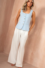 Jamie Sky Blue Square Neck Waistcoat